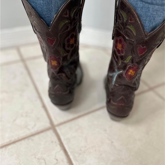 Dan Post Heeled Boots in Brown and Red with Western Stitching - Picture 3 of 7